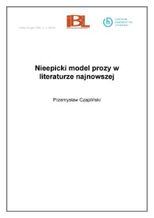 Nieepicki model prozy w literaturze najnowszej