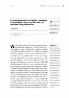 Przedmioty ekozagłady. Spekulatywna teoria hiperobiektów Timothy’ego Mortona i jej (możliwe) ślady w literaturze
