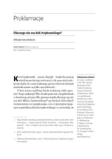 Dlaczego nie ma dziś Irzykowskiego?