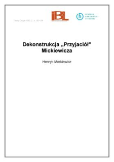 Dekonstrukcja "Przyjaciół" Mickiewicza