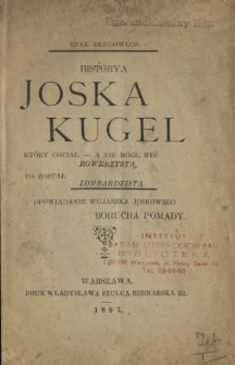 Historya Joska Kugel : który chciał a nie mógł być rowerzystą, to został lombardzistą