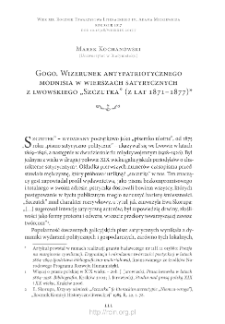 Gogo. Wizerunek antypatriotycznego modnisia w wierszach satyrycznych z lwowskiego „Szczutka” (z lat 1871–1877)