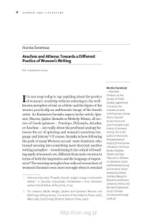 Arachne and Athena: Towards a Different Poetics of Women’s Writing