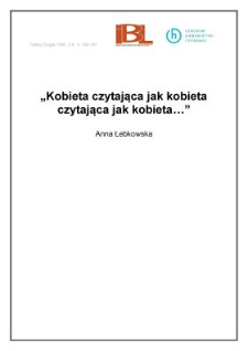 "Kobieta czytająca jak kobieta czytająca jak kobieta..."