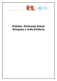 Kobiety. Rozmowa Elaine Bouquey z Julią Kristevą