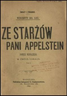 Ze Starżów pani Appelstein : powieść współczesna w dwóch tomach. Tom 1