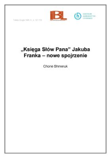 "Księga Sł&oacute;w Pana" Jakuba Franka - nowe spojrzenie