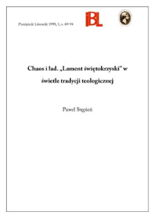 Chaos i ład : "Lament świętokrzyski" w świetle tradycji teologicznej
