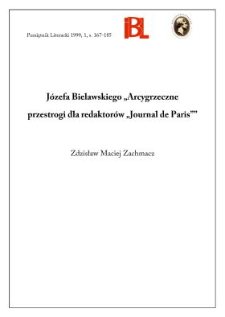 Józefa Bielawskiego "Arcygrzeczne przestrogi dla redaktorów "Journal de Paris"