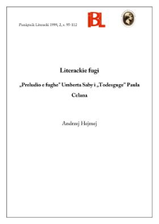 Literackie fugi : "Preludio e fughe" Umberta Saby i "Todesfuge" Paula Celana