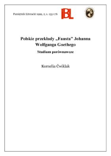 Polskie przekłady "Fausta" Johanna Wolfganga Goethego : studium por&oacute;wnawcze