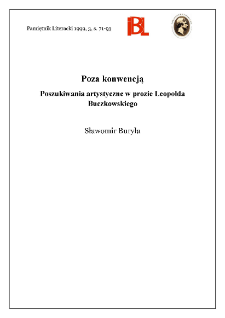 Poza konwencją : poszukiwania artystyczne w prozie Leopolda Buczkowskiego