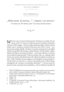 „Myślałem, że padnę…” – piękno czy ironia? O poemacie „W Szwajcarii” Juliusza Słowackiego