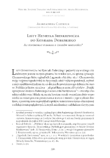 Listy Henryka Sienkiewicza do Konrada Dobrskiego. Autoportret pisarza z czasów młodości