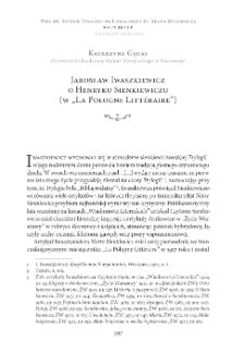 Jarosław Iwaszkiewicz o Henryku Sienkiewiczu (w „La Pologne Littéraire”)