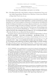 Adolf Dygasiński czytany od nowa. Rec.: Mirosława Radowska-Lisak, Między oralnością i literackością. Proza wiejska Adolfa Dygasińskiego,Toruń 2015