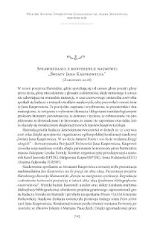 Sprawozdanie z konferencji naukowej „Światy Jana Kasprowicza” (Zakopane 2016)