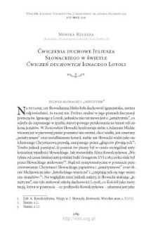 Ćwiczenia duchowe Juliusza Słowackiego w świetle &bdquo;Ćwiczeń duchowych&rdquo; Ignacego Loyoli