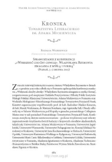 Sprawozdanie z konferencji „«Wskrzesić choćby chwilę». Władysława Reymonta zmagania z myślą i formą” (Poznań, 3–5 grudnia 2015)