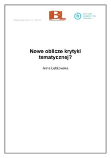 Nowe oblicze krytyki tematycznej?