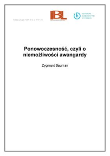 Ponowoczesność, czyli o niemożliwości awangardy
