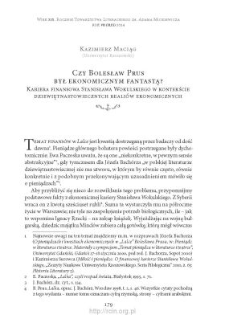 Czy Bolesław Prus był ekonomicznym fantastą? Kariera finansowa Stanisława Wokulskiego w kontekście dziewiętnastowiecznych realiów ekonomicznych