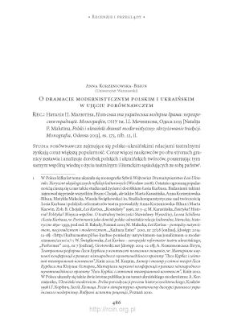 O dramacie modernistycznym polskim i ukraińskim w ujęciu por&oacute;wnawczym. Rec.: Наталія П. Малютіна, &bdquo;Польська та українська модерна драма: перехрестя традицій. Mонографія&rdquo;, Одеса 2013
