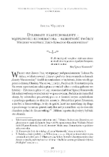 Dylematy tradycjonalisty – wątpliwości reformatora – samotność twórcy. „Wieczory wołyńskie” Józefa Ignacego Kraszewskiego