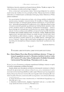 Postawa artystyczna jako postawa etyczna. Rec.: Maria Jolanta Olszewska, „Heroizm ludzkiego istnienia. W kręgu wybranych zagadnień etycznych w literaturze polskiej II połowy wieku XIX i I połowy XX wieku. Szkice”, Warszawa 2008
