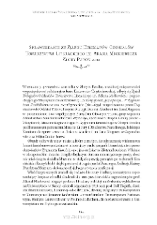 Sprawozdanie ze Zjazdu Delegat&oacute;w Oddział&oacute;w Towarzystwa Literackiego im. Adama Mickiewicza. Złoty Potok 2012
