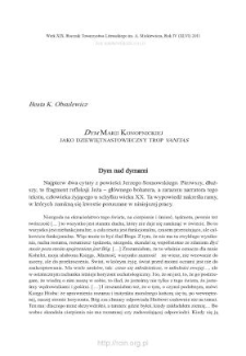 &bdquo;Dym&rdquo; Marii Konopnickiej jako dziewiętnastowieczny trop &bdquo;vanitas&rdquo;