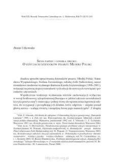 Sens zapisu i logika druku. O edycjach dziennik&oacute;w pisarzy Młodej Polski