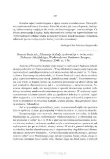 Renata Stańczak, &bdquo;Elementy Kabały żydowskiej w tw&oacute;rczości Tadeusza Micińskiego&rdquo;, Warszawa 2009