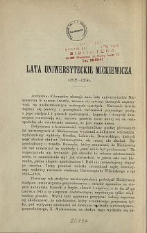Lata uniwersyteckie Mickiewicza (1815-1819)