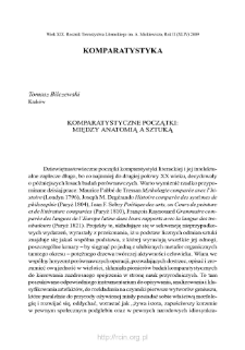 Komparatystyczne początki: między anatomią a sztuką