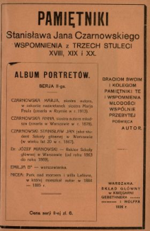 Pamiętniki Stanisława Jana Czarnowskiego : wspomnienia z trzech stuleci XVIII, XIX i XX. [T. 2], Album portret&oacute;w serja II-a.