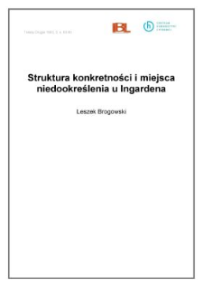 Struktura konkretności i miejsca niedookreślenia u Ingardena