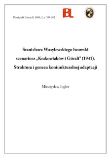 Stanisława Wasylewskiego lwowski scenariusz "Krakowiaków i Górali" (1941) : struktura i geneza koniunkturalnej adaptacji