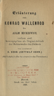 Erl&auml;uterung zum Konrad Wallenrod des Adam Mickiewicz