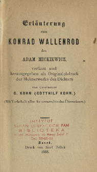 Erläuterung zum Konrad Wallenrod des Adam Mickiewicz