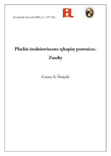 Płockie średniowieczne rękopisy prawnicze : zasoby