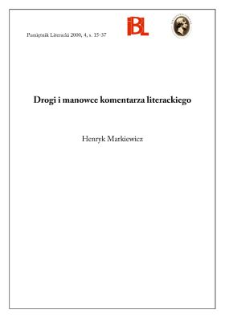 Drogi i manowce komentarza literackiego