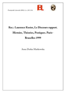 Laurence Rosier, Le Discours rapport&eacute; : histoire, th&eacute;ories, pratiques. Paris-Bruxelles 1999