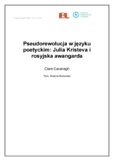 Pseudorewolucja w języku poetyckim: Julia Kristeva i rosyjska awangarda