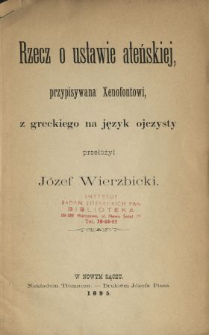 Rzecz o ustawie ateńskiej, przypisywana Xenofontowi