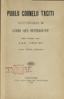 Publii Cornelii Taciti Historiarum libri qui supersunt
