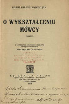 O wykształceniu mówcy : wybór