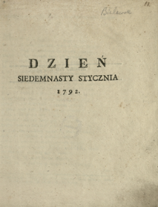 Dzień Siedemnasty Stycznia 1792