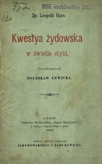 Kwestya żydowska w świetle etyki