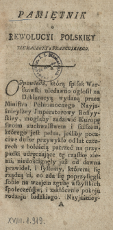 Pamiętnik o Rewolucyi Polskiey
